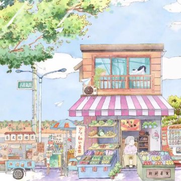 手绘卡通门头定制朋友圈背景图